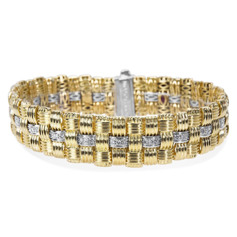 Roberto Coin Appassionata Three-row Diamond Bracelet in 18K Gold (1.18 CTW)